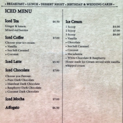 Menu at La Madeleine cafe, Norwood