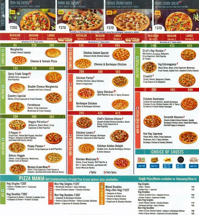 Dominos Pizza Menu With Prices