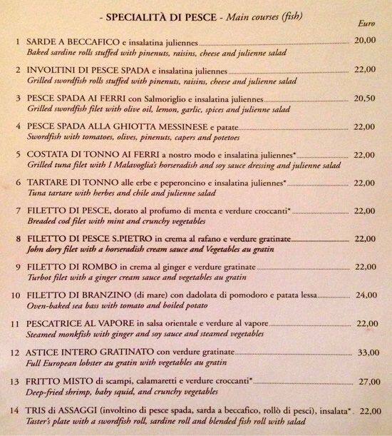 Menu di I Malavoglia 