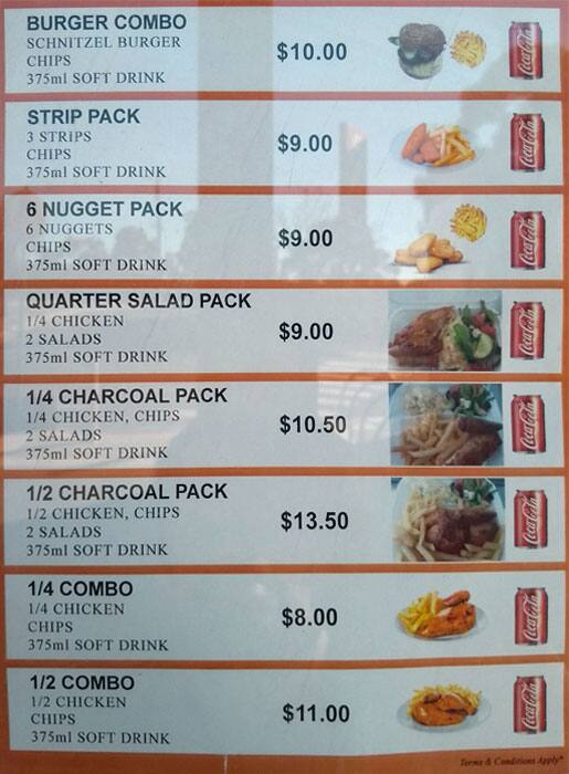 Menu at Charcoal Chicken restaurant, Endeavour Hills, shop 61/98