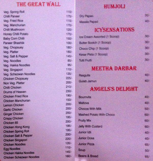 Menu at Valley Delight Food Court, Dehradun