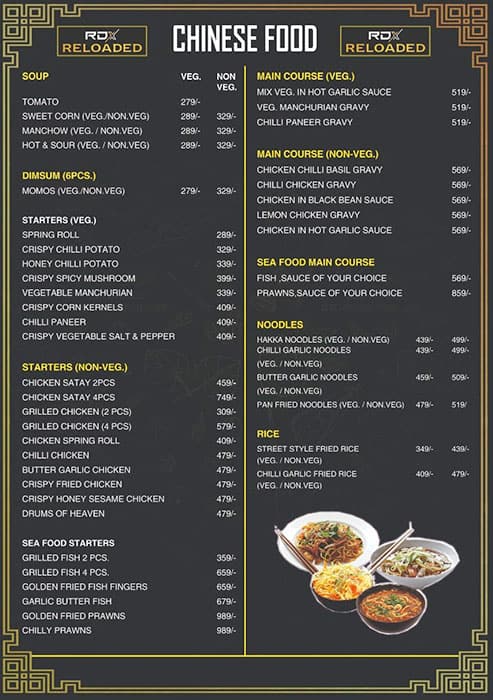 RDX Reloaded - Best Restaurants In South Delhi menu