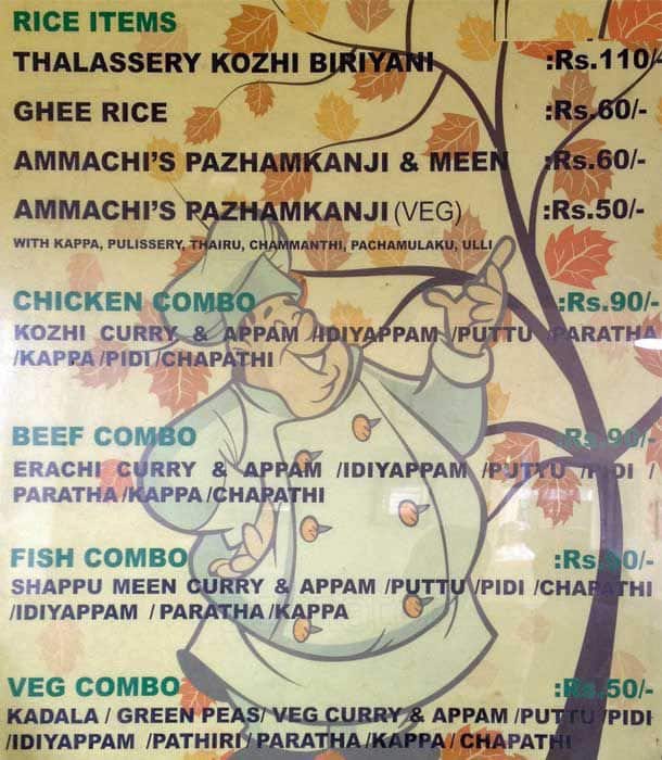 Menu at Pappadavada, Kochi, Shenoys Junction