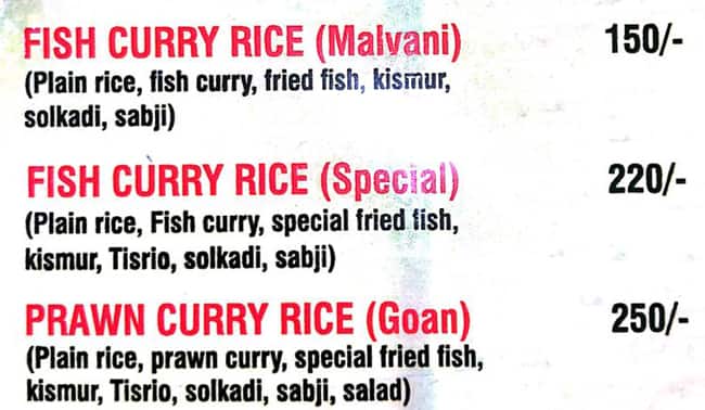 Konkani Coastal Food Delicacy , Maya sister hotel menu