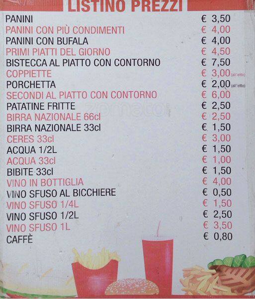Menu di Bar Piazzale Roberto Ardigò 