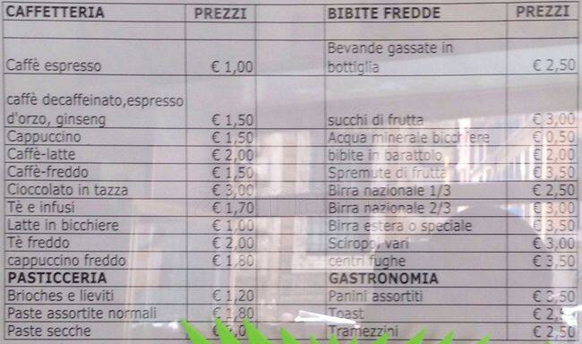 Bar Paradisi Speisekarte