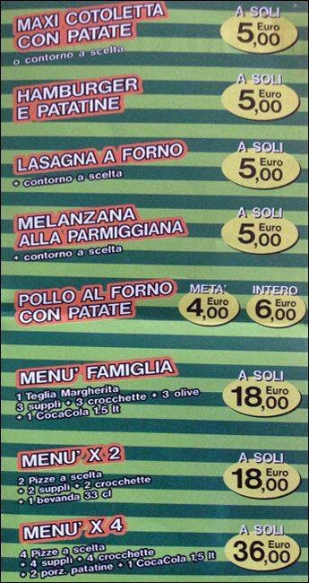 Menu di C'era Una Volta La Pizza 