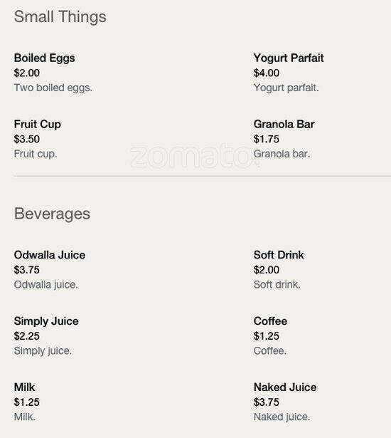 Farm House Cafe menu