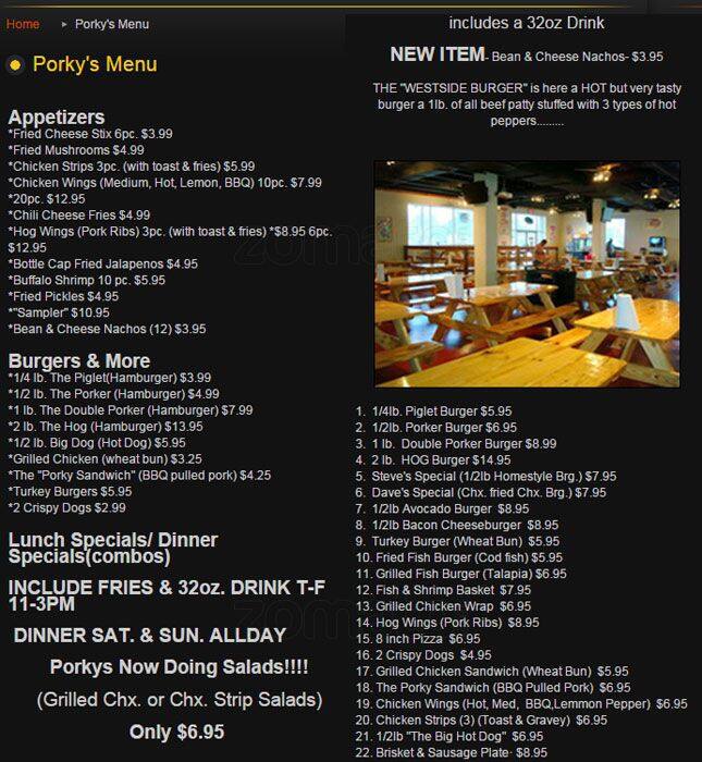 Porky's Burgers & More Menu Urbanspoon/Zomato