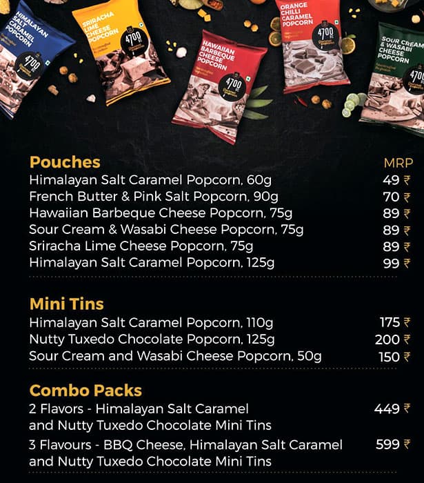 4700BC Popcorn menu