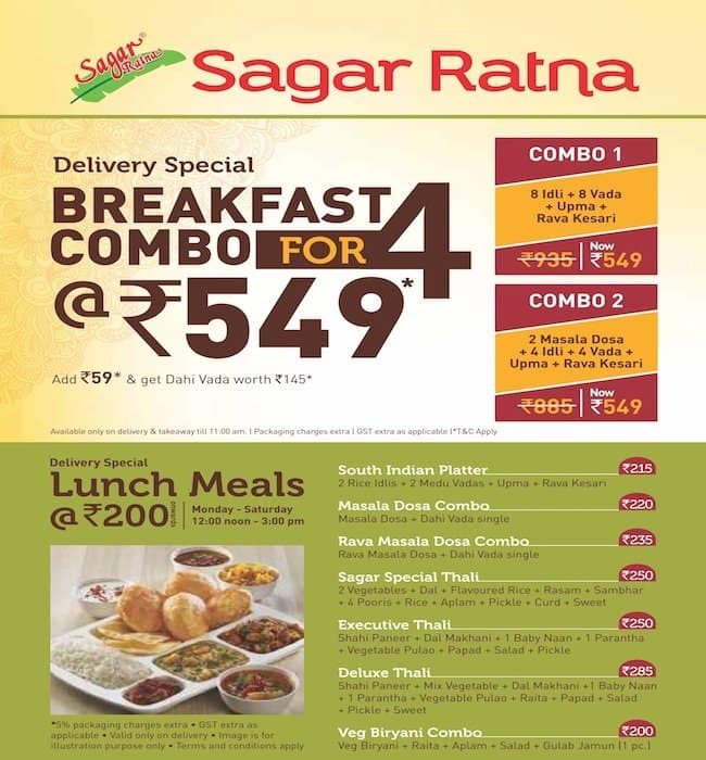 Sagar Ratna Menu Menu For Sagar Ratna Rohini New Delhi *rates are subject to change with your choice of menu. menu for sagar ratna rohini