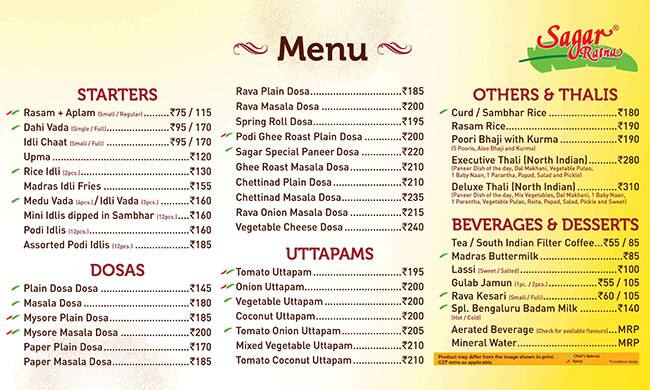 Sagar Ratna Menu Menu For Sagar Ratna Pitampura New Delhi Cost for two ₹ 800 approx cuisine indian,north indian. zomato