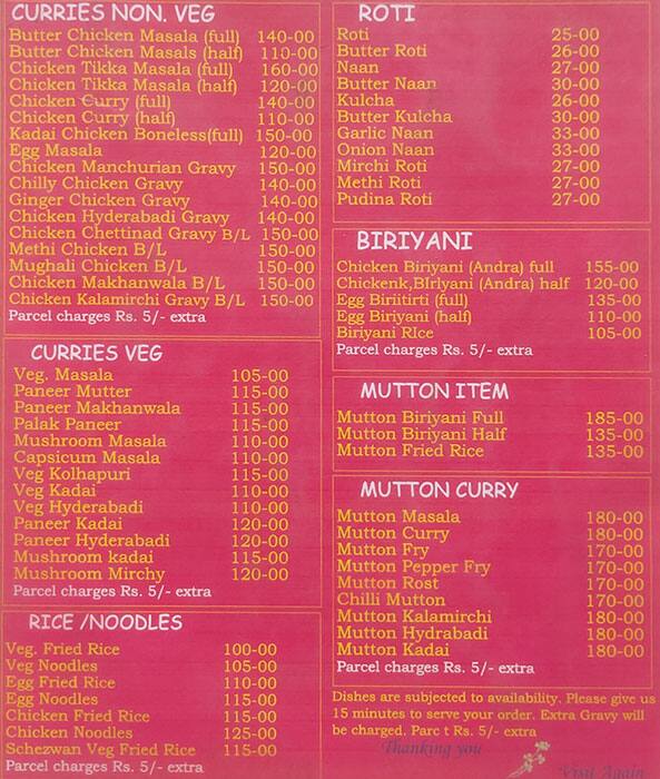 Chicken Hut menu