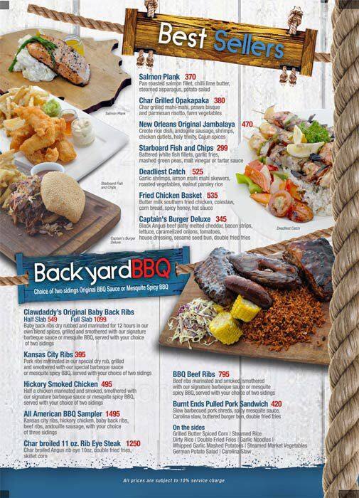 Clawdaddy menu