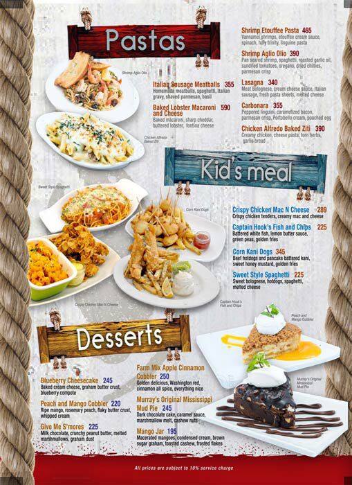 Clawdaddy menu