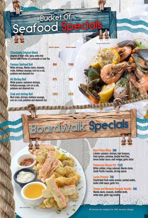 Clawdaddy menu