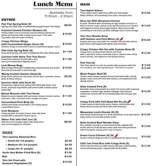 Nahm Menu, Menu for Nahm, Stepneyville, Nelson - Menumania/Zomato