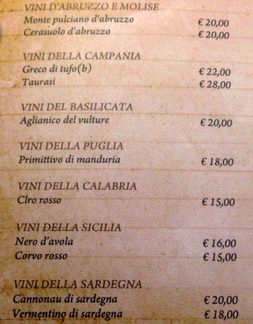 Menu di la siesta 