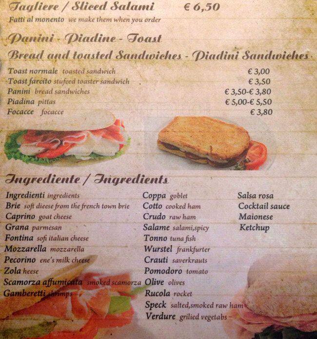 Menu di la siesta 