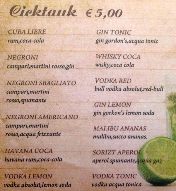 Menu di la siesta 