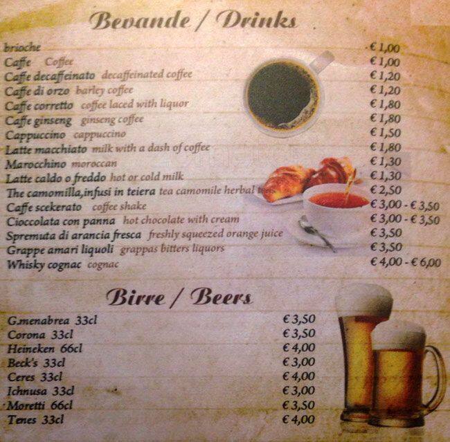 Menu di la siesta 