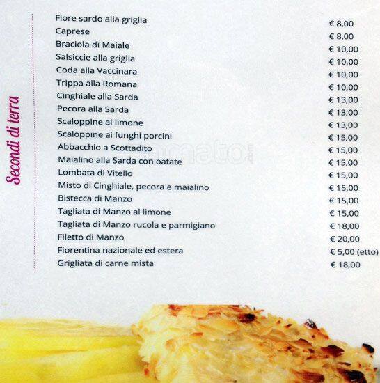 Menu di La Pinta - La Tana Sarda 