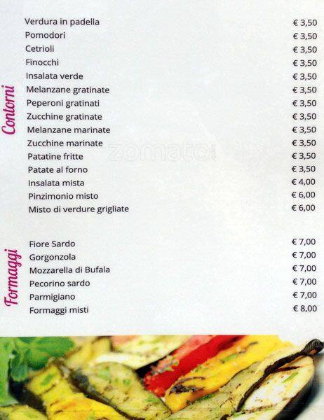 Menu di La Pinta - La Tana Sarda 