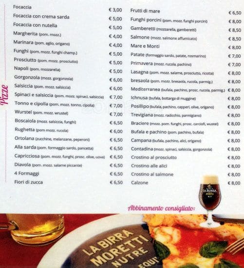 Menu di La Pinta - La Tana Sarda 