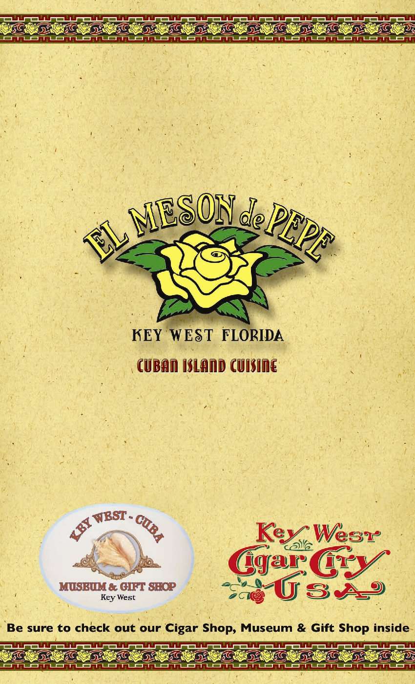El Meson de Pepe Menu, Menu for El Meson de Pepe, Key West, Florida
