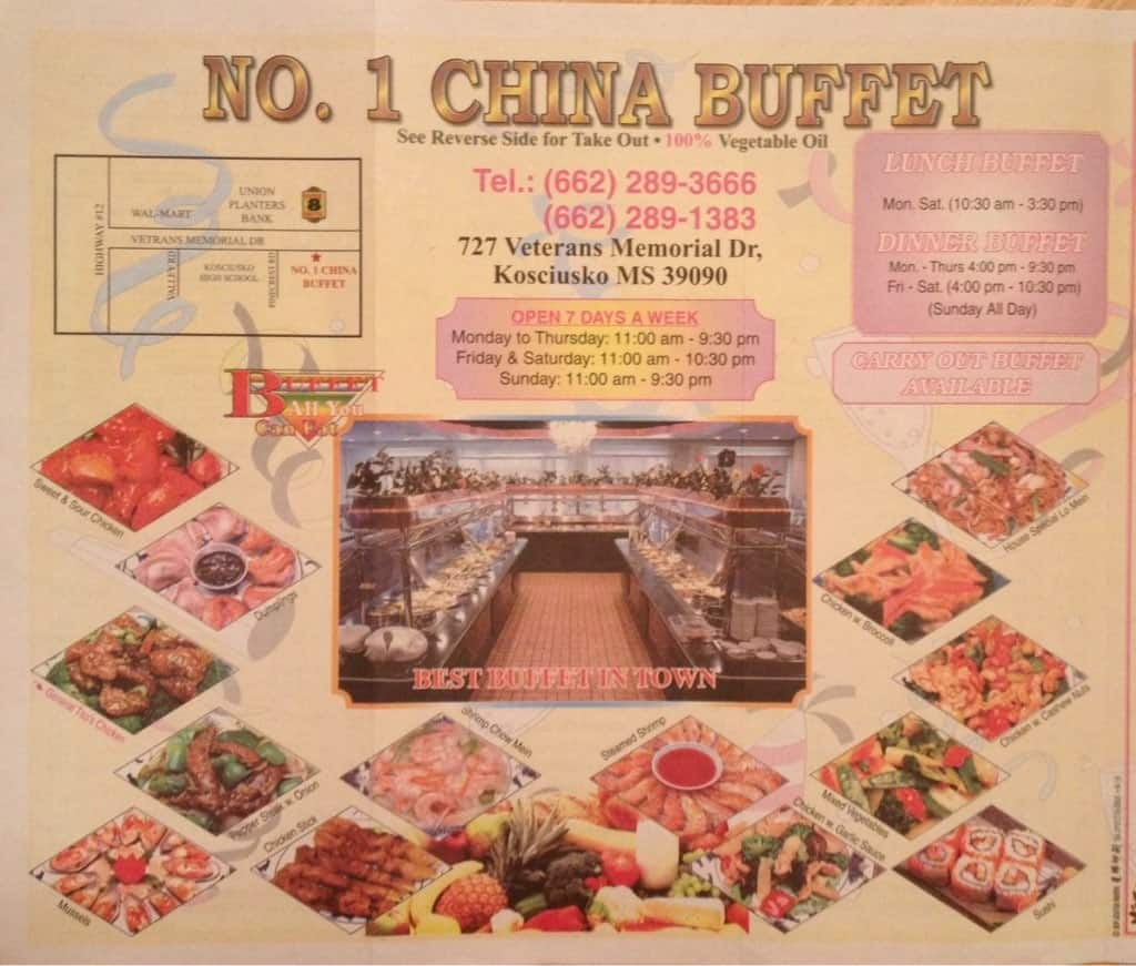 Number One China Buffet Menu, Menu for Number One China Buffet ...