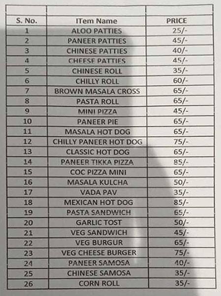 Kesar brown bake menu