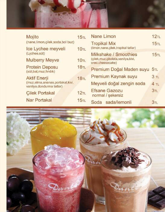 Dante Coffee Shop Menu Menu For Dante Coffee Shop Basaksehir Merkez Istanbul