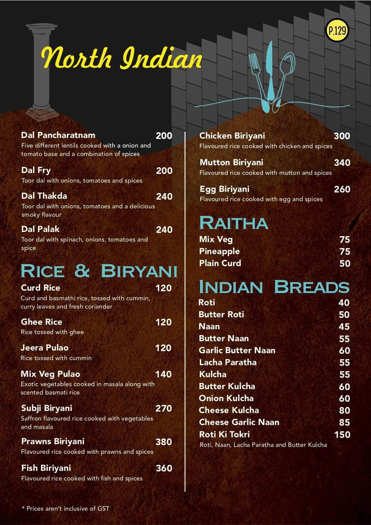 Menu at Pillar 129 Multicuisine Restaurant, Coimbatore