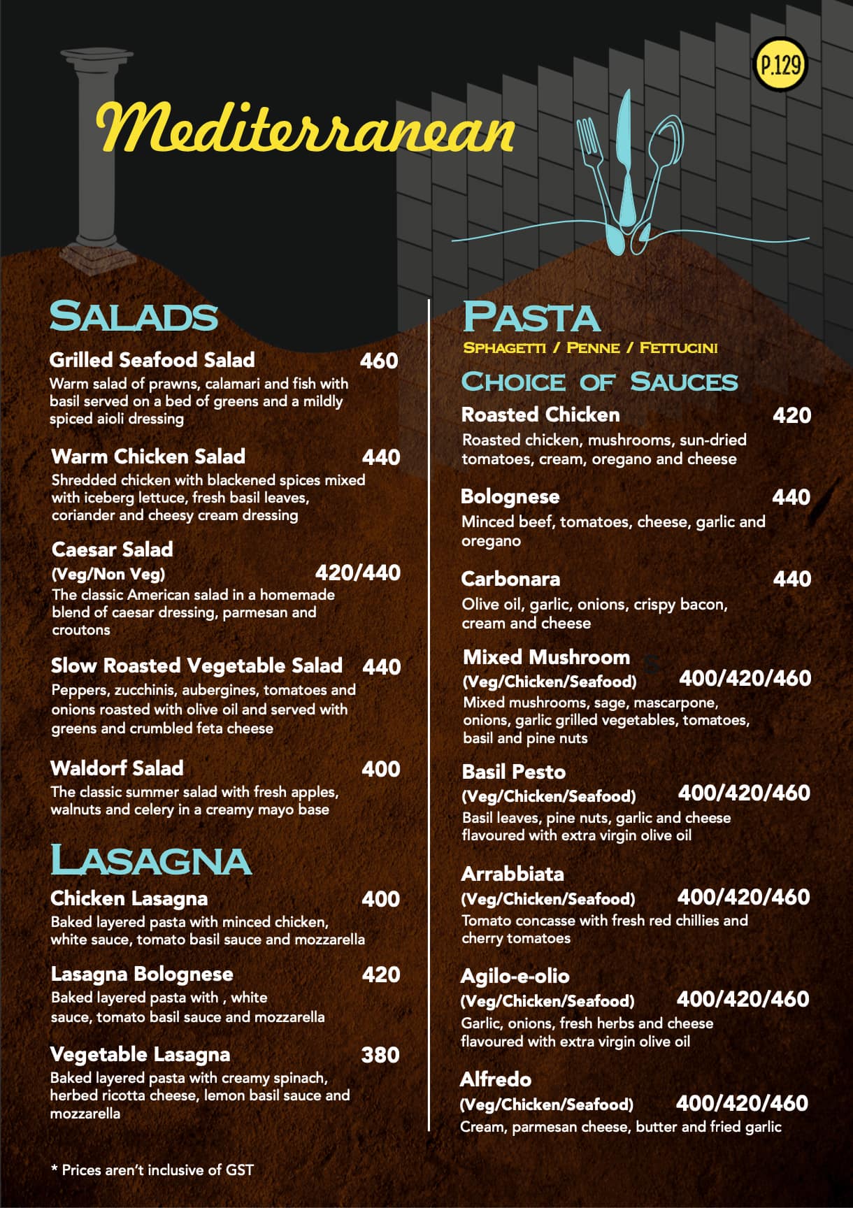 Menu at Pillar 129 Multicuisine Restaurant, Coimbatore