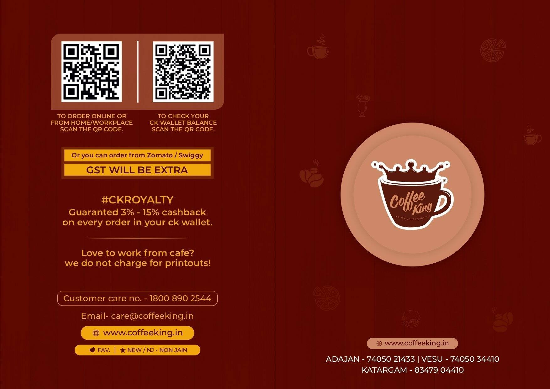 Menu at Coffee King Adajan, Surat, 1/2
