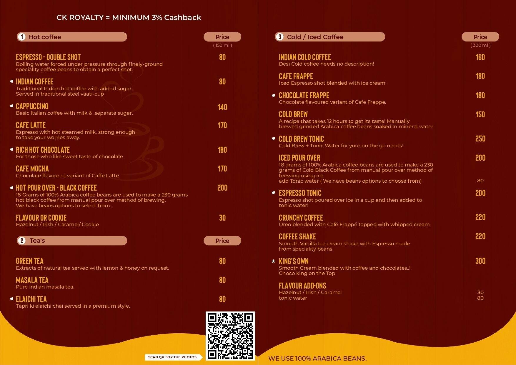 Menu at Coffee King Adajan, Surat, 1/2