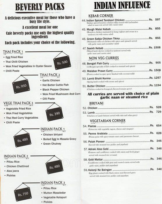 Cafe Beverly menu