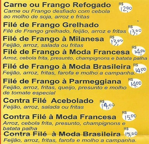 Pastelaria Pontão da Marquês cardápio