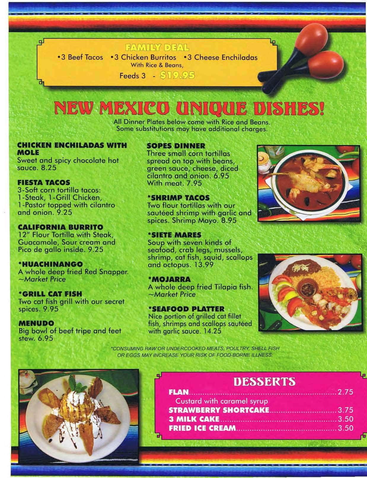 new mexico menu