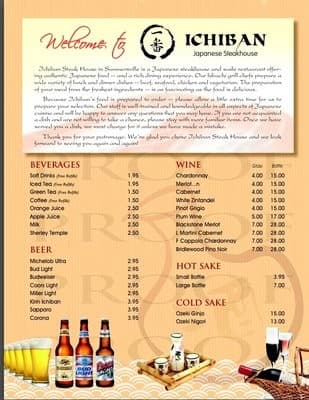 Ichiban Anese Steakhouse Menu Urbanspoon Zomato Ichiban Anese Steakhouse Summersville Menu