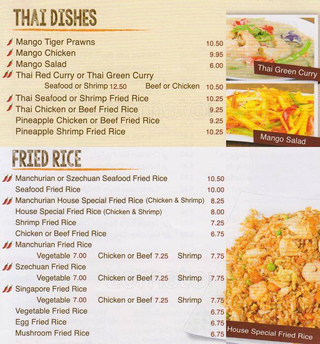 Menu at Tangerine restaurant, Whitby, 30 Taunton Rd E A108