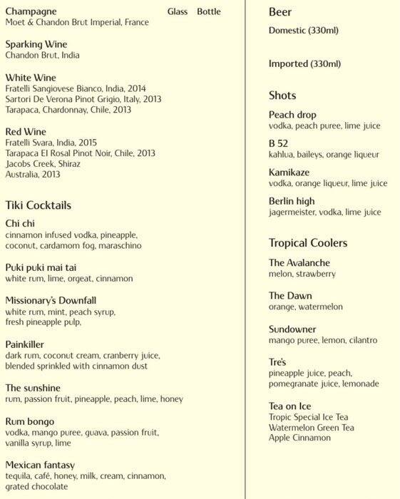 Tropics Bar Taj Lands End Menu Zomato