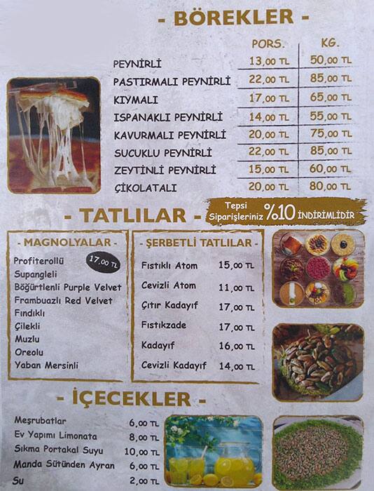 levent borek menu