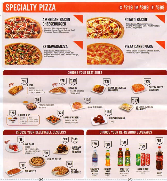 Domino S Pizza Menu Menu For Domino S Pizza Poblacion Makati City