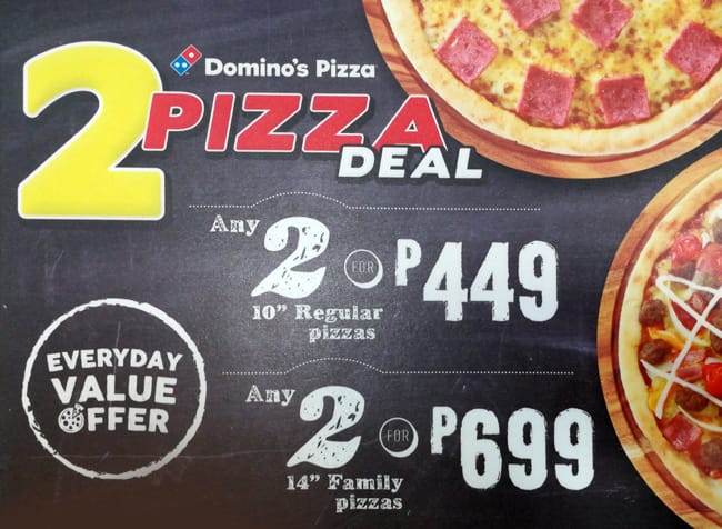 Domino S Pizza Menu Menu For Domino S Pizza Ortigas Mandaluyong