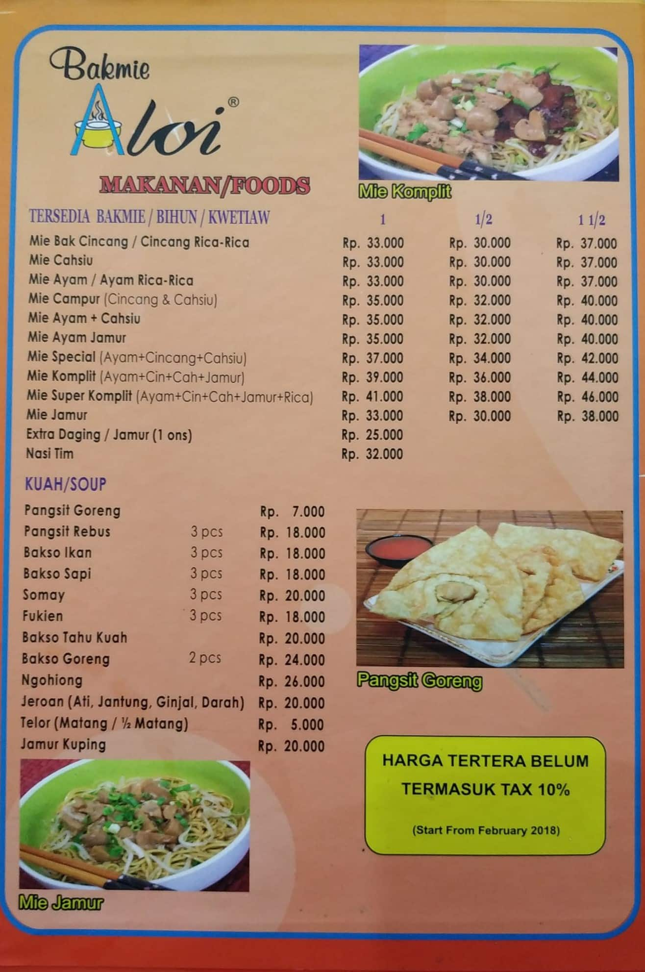 Bakmi Aloi Menu Menu For Bakmi Aloi Kelapa Gading Jakarta