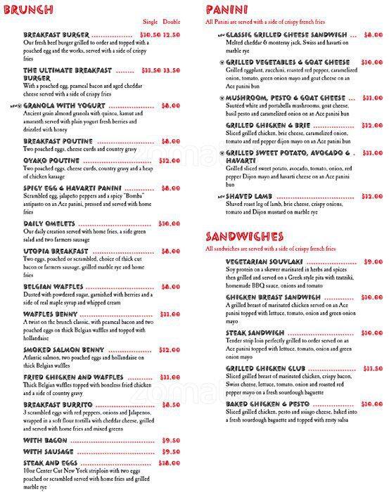 Utopia Menu, Menu for Utopia, Little Italy, Toronto Urbanspoon/Zomato