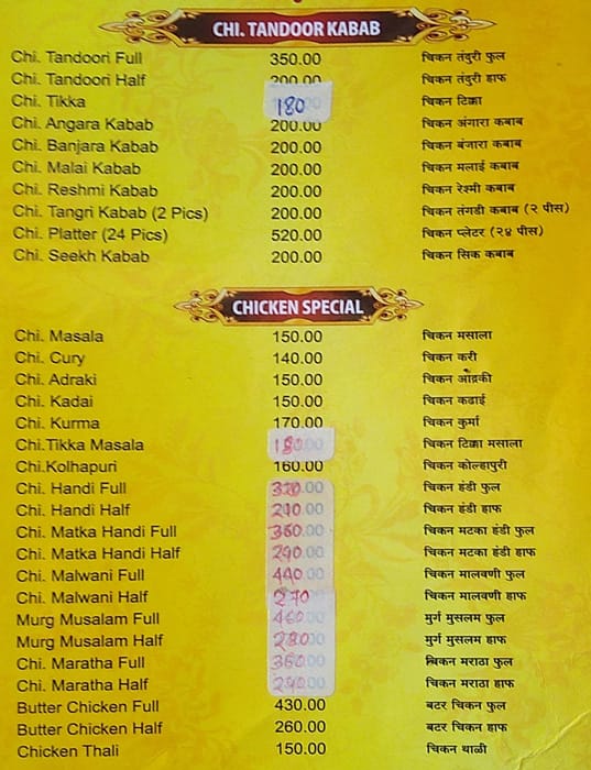 Kopra Hotel menu