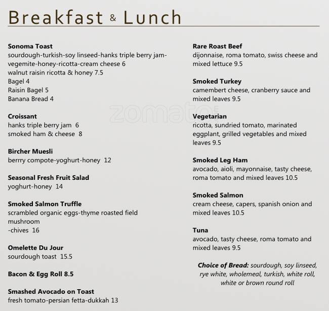 Belle Cafe Menu, Menu for Belle Cafe, Vaucluse, Sydney Urbanspoon/Zomato