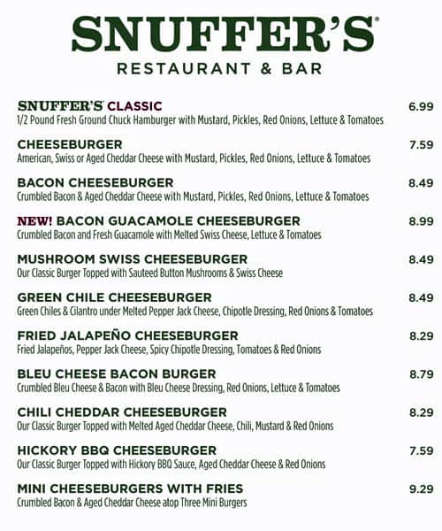Snuffer's Menu, Menu for Snuffer's, Southlake, Southlake Urbanspoon